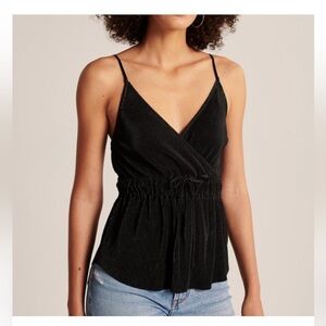 Abercrombie & Fitch Black pleated satin cami size XS NWOT